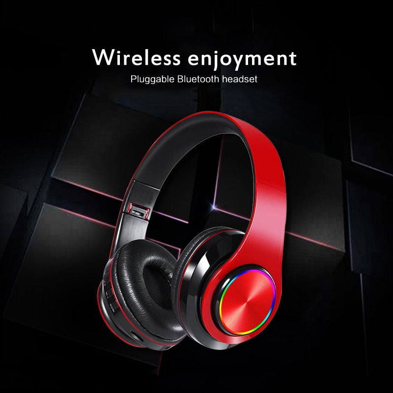 Wireless Bluetooth Headsets Gamer Headphones Surround Stereo Earphone USB with MicroPhone Colourful Light PC Laptop Headset