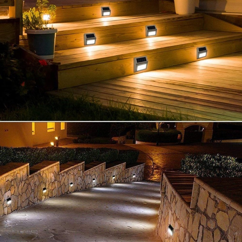 Outdoor Wall Light Modern Solar Powered Lamp Smart Lighting Sensor IP65 Waterproof Porch Lights Outside Stairs Pathway Garden