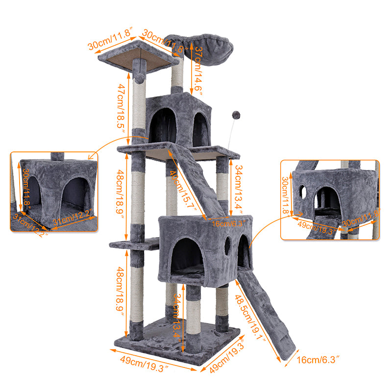 Luxury Multi-layer Cat Condo Bed House For Cat Durable Sisal Scratching Post Cat Tree With Hammock Cat Furniture