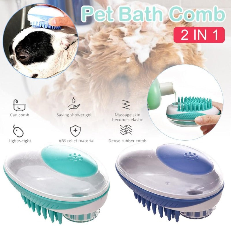 Pet Dog Cat Bath Brush 2-in-1 Pet SPA Massage Comb Soft Silicone Pet Shower Hair Grooming Cmob Dog Cleaning Tool Pet Supplies