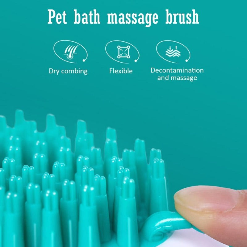 Pet Dog Cat Bath Brush 2-in-1 Pet SPA Massage Comb Soft Silicone Pet Shower Hair Grooming Cmob Dog Cleaning Tool Pet Supplies