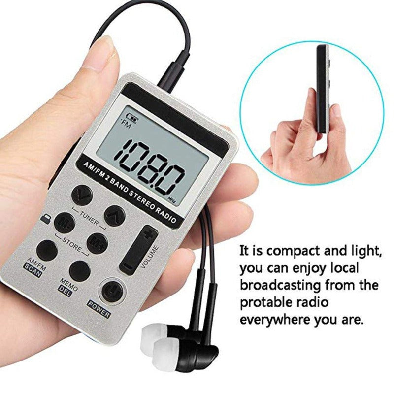 Portable Multi-functional AM/FM Mini DSP Auto Scan Pocket Digital Play USB Rechargeable Earphone Stereo Radio
