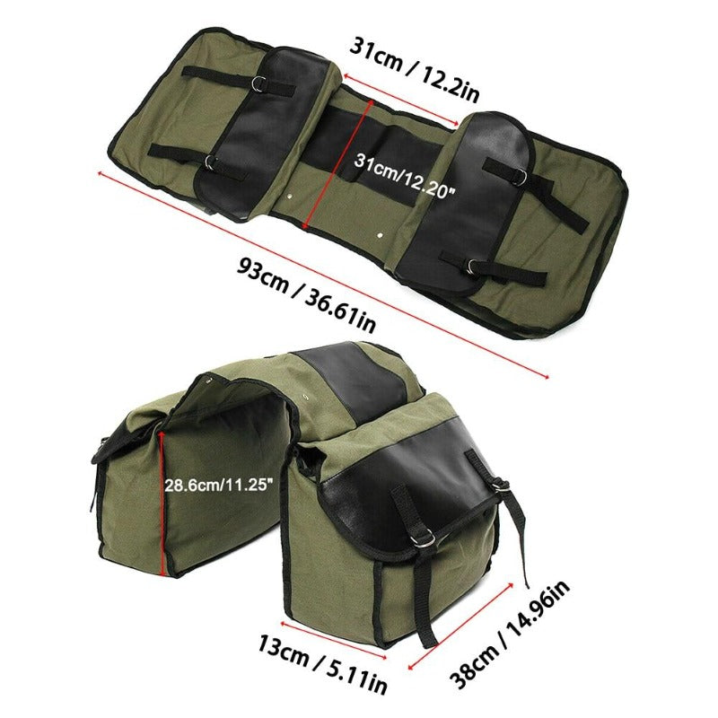 Motorcycle Canvas SaddleBag Bike Back Pack Luggage Panniers Box Tools Bag For Honda Shadow 750 Kawasaki Vulcan 500 Suzuki