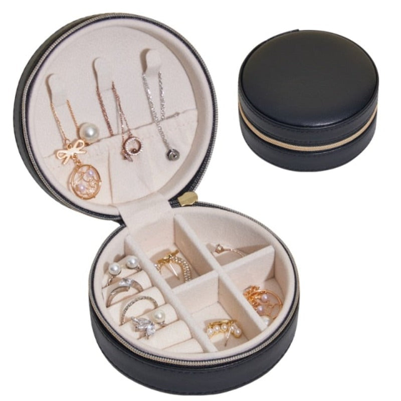 Portable Leather Jewelry Box Princess European Korean Simple Small Mini Earrings Rings Storage Case Hot Sell