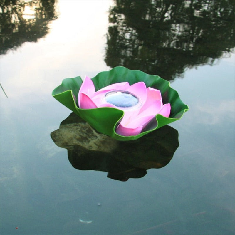 Solar Powered LED Flower Light  Artificial Lotus Shape Floating Fountain Pond Garden Pool Lamp Led Night Light Solar Pool Light