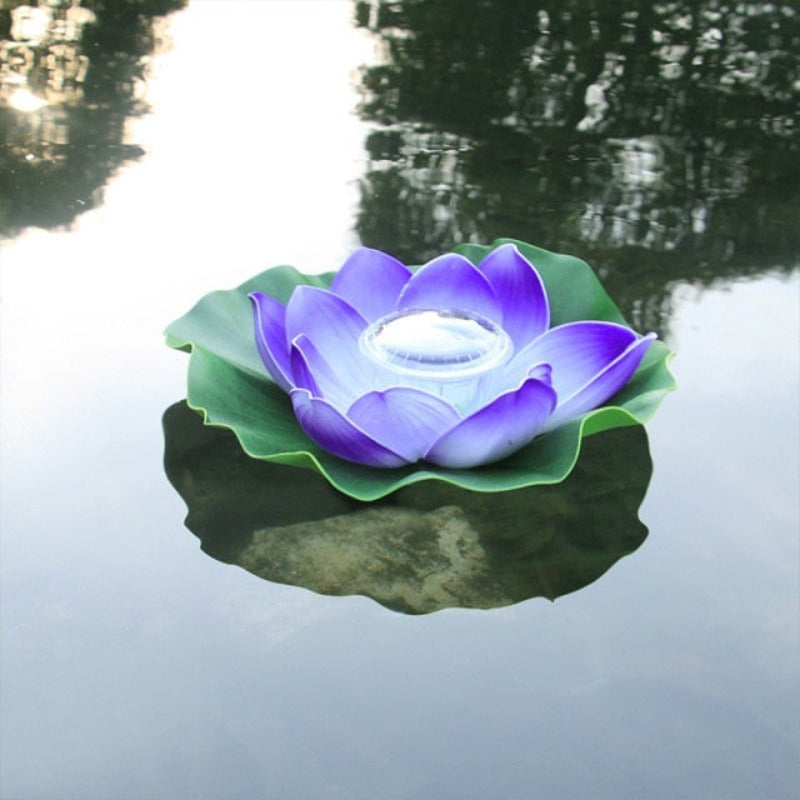 Solar Powered LED Flower Light  Artificial Lotus Shape Floating Fountain Pond Garden Pool Lamp Led Night Light Solar Pool Light