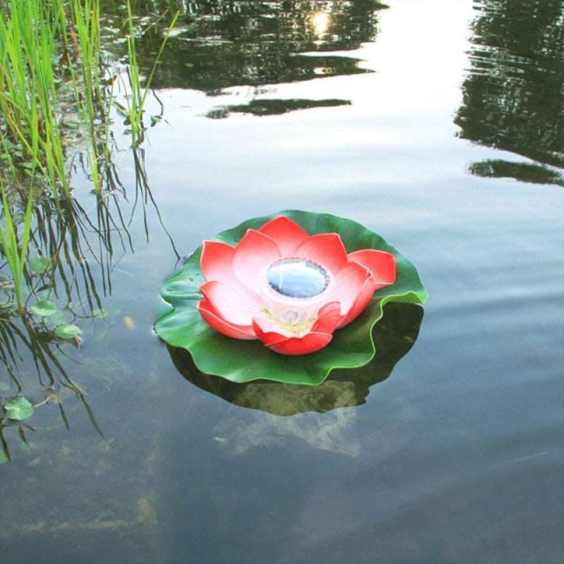 Solar Powered LED Flower Light  Artificial Lotus Shape Floating Fountain Pond Garden Pool Lamp Led Night Light Solar Pool Light