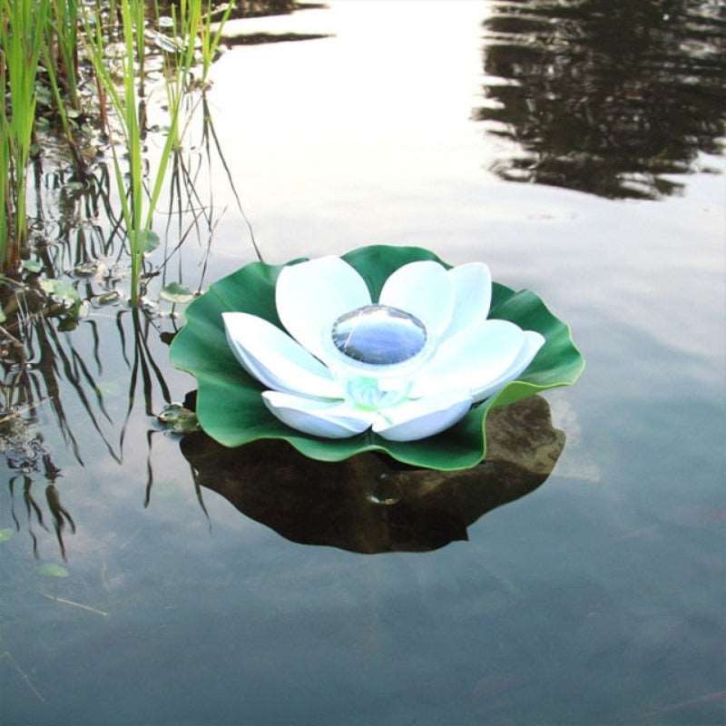 Solar Powered LED Flower Light  Artificial Lotus Shape Floating Fountain Pond Garden Pool Lamp Led Night Light Solar Pool Light