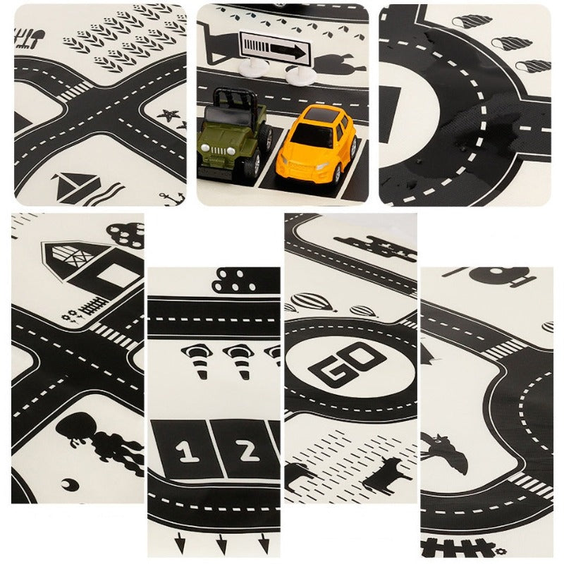 Road Map Carpet For Kids Parking Lot Roadmap 83*58CM City Traffic Map of Road Carpet Traffic Signs Baby Play Mat Toys