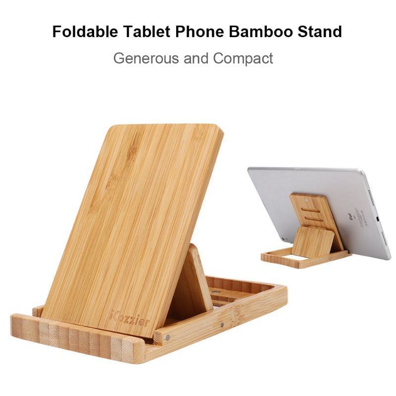 Bamboo Adjustable Tablet Phone Stand Multi-angle Foldable Holder for iPad/iPhone X 8 7 Plus/Sony/HTC