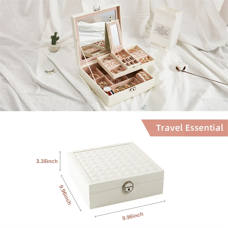 European embroidery jewelry box Princess PU belt lock high-end storage large jewelry box manufacturers wholesale