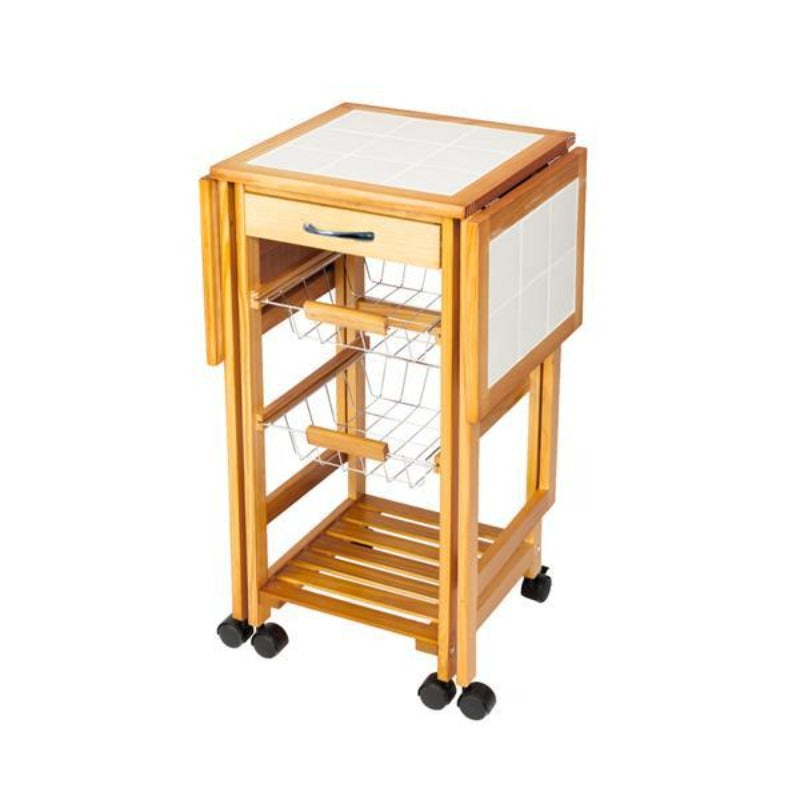 Portable Rolling Drop Leaf Kitchen Storage Trolley Cart Island Sapele Color Kitchen Trolley Cart Dining Kitchen Organizer