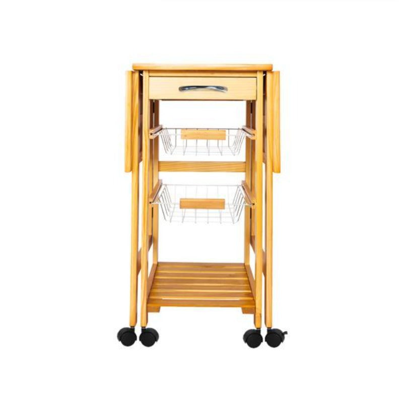 Portable Rolling Drop Leaf Kitchen Storage Trolley Cart Island Sapele Color Kitchen Trolley Cart Dining Kitchen Organizer