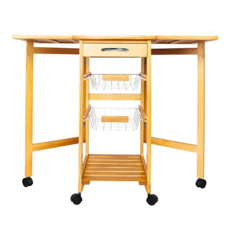 Portable Rolling Drop Leaf Kitchen Storage Trolley Cart Island Sapele Color Kitchen Trolley Cart Dining Kitchen Organizer