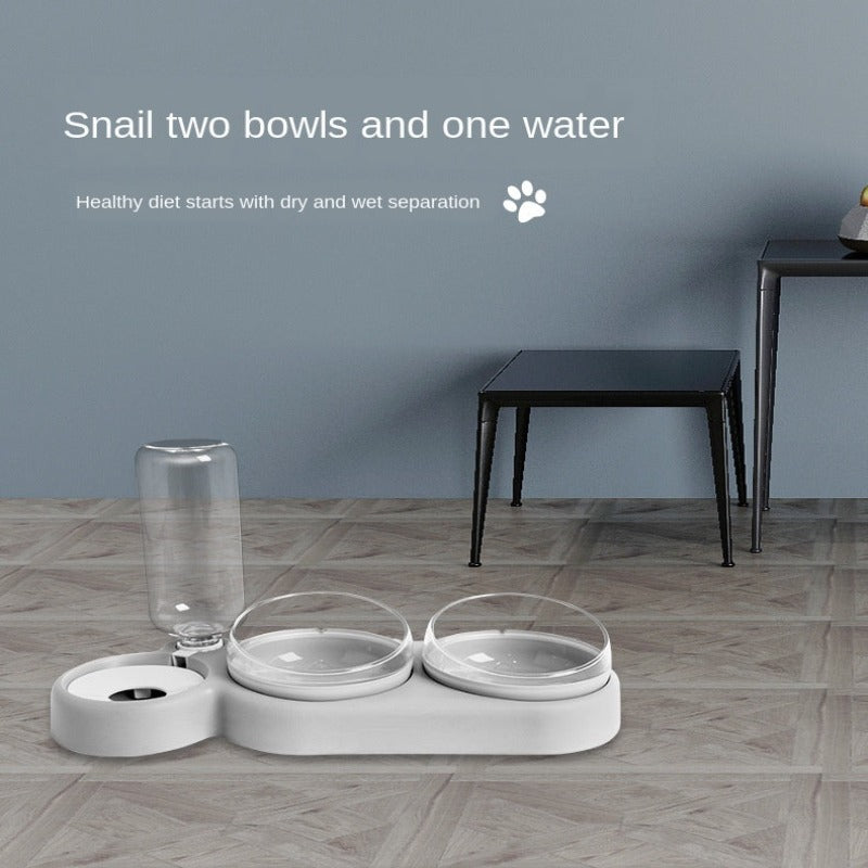 Pet double bowl, moisture-proof mouth, dual-use bowl, automatic cat feeder, automatic waterer, anti-dump dog bowl, cat bowl