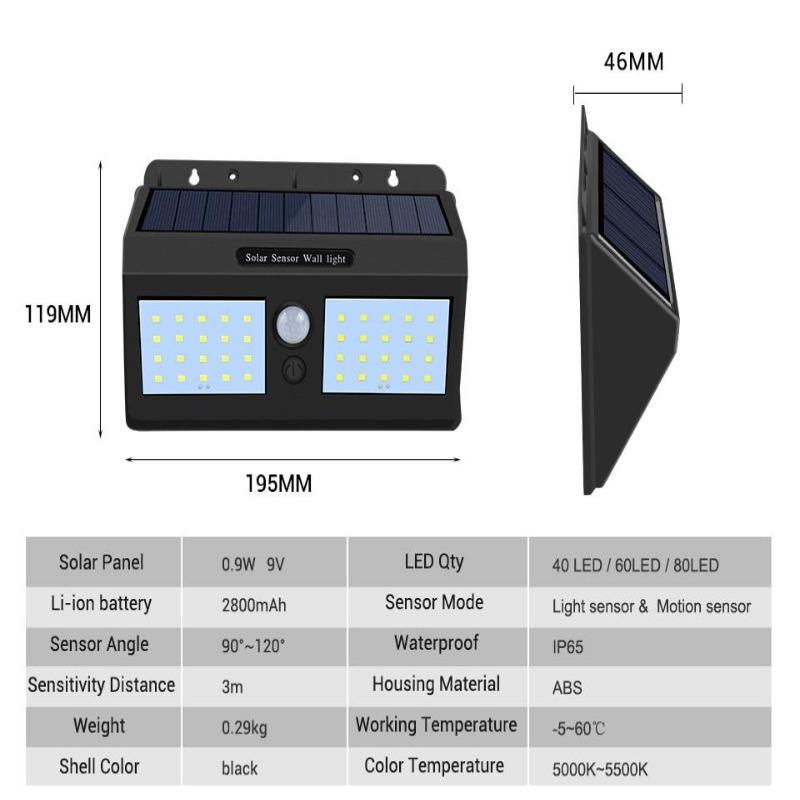 Solar Garden Lights Outdoor Solar Lamp PIR Motion Sensor Street Light Waterproof Wall Light for Patio Pathway