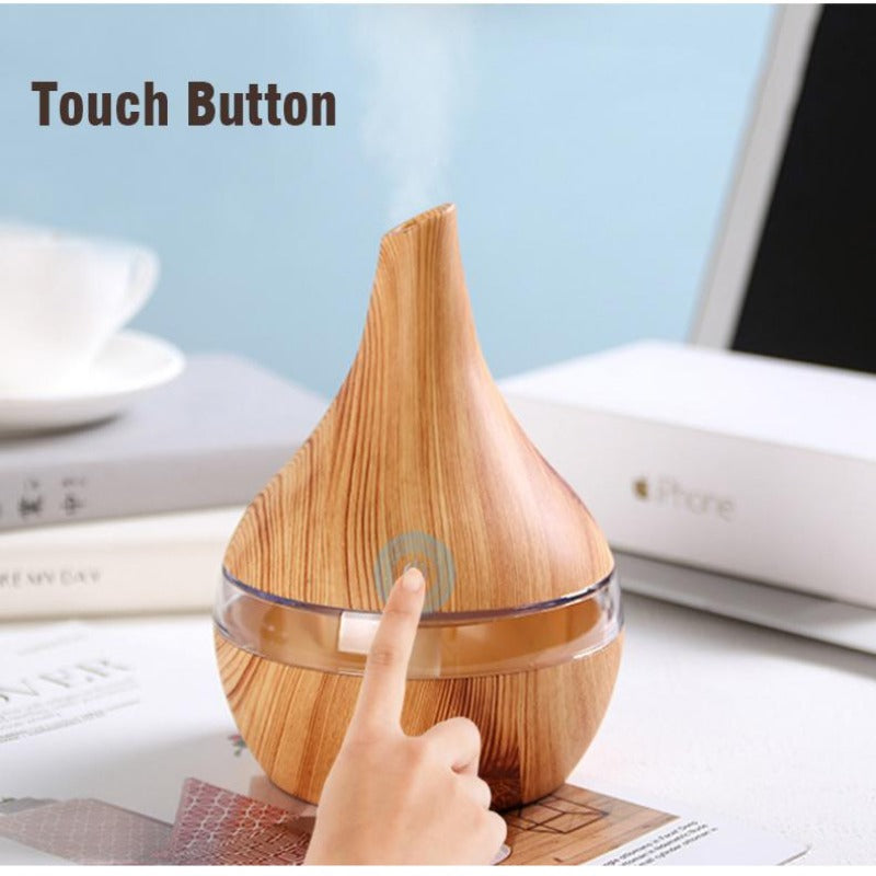 Mini USB Ultrasonic Air Humidifiers Electric Aroma Diffuser Mist Wood Grain Oil Aromatherapy 7 Color Light for Home Office