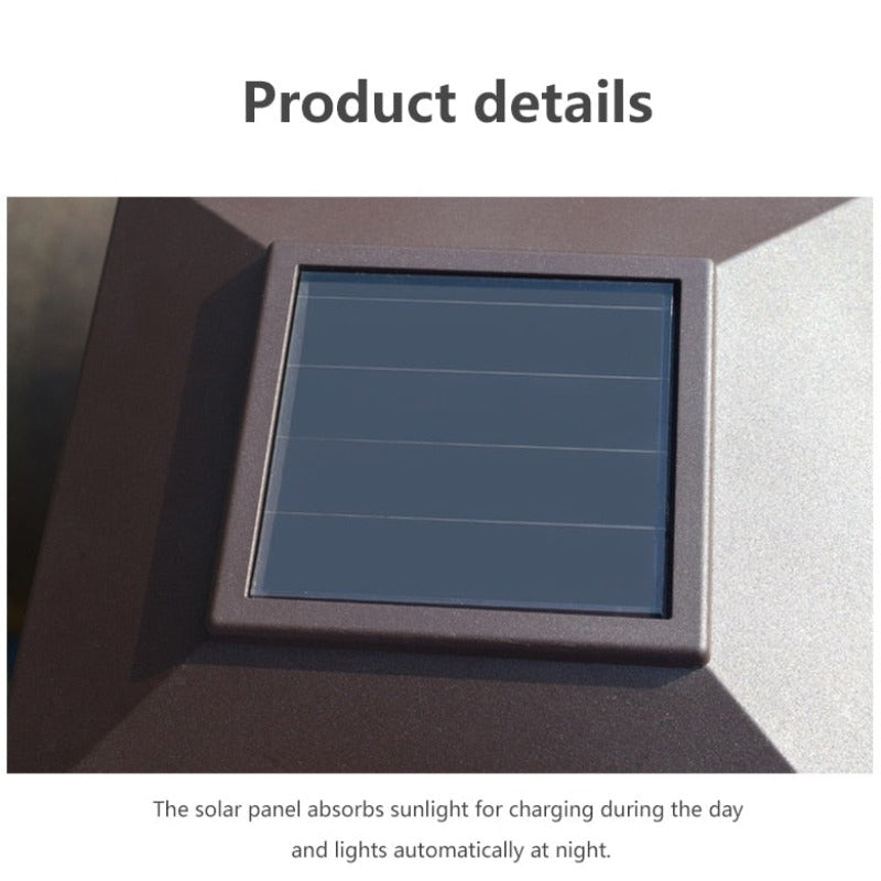 Waterproof Outdoor Solar Fence Light Pillar Post Cap Solar Panel Lamp Auto Switch Sensing Street Lawn Light for Yard Garden Door