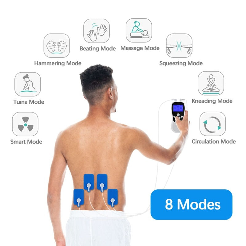 8 Modes Electric Muscle Stimulator Dual Output EMS Acupuncture Body Massage Digital Therapy Machine Electrostimulator Massager