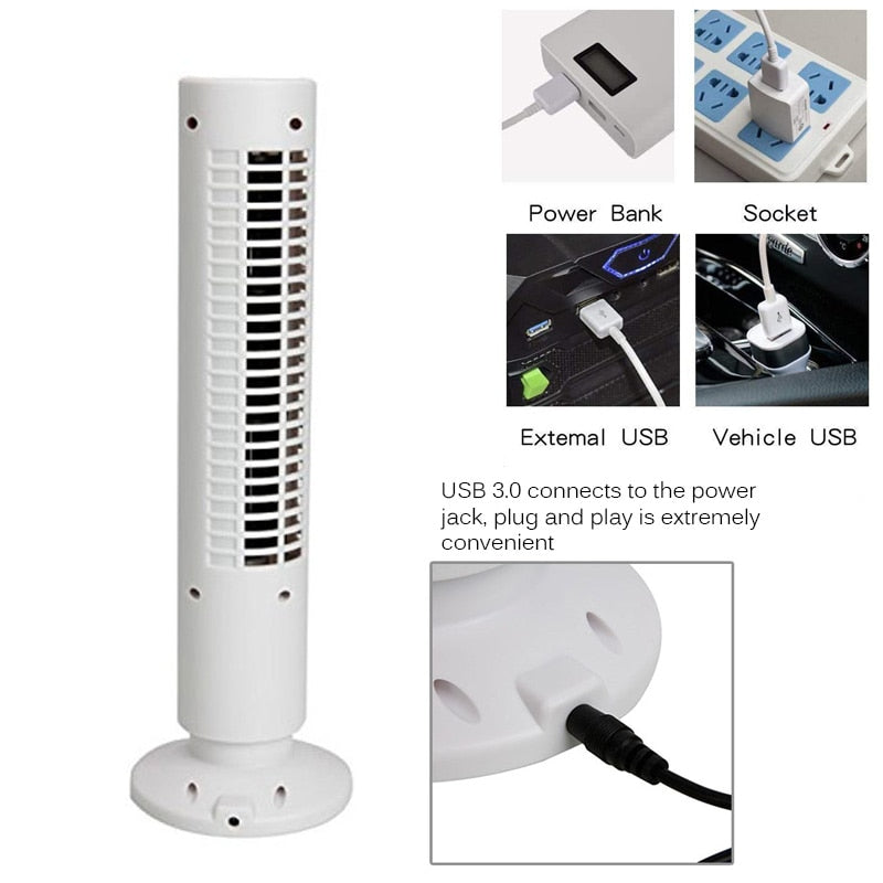 Tower Fan Adjustable USB Fan Leafless Mini Vertical Mute Conditioner Air Cooler Portable Tower Fan Home Office