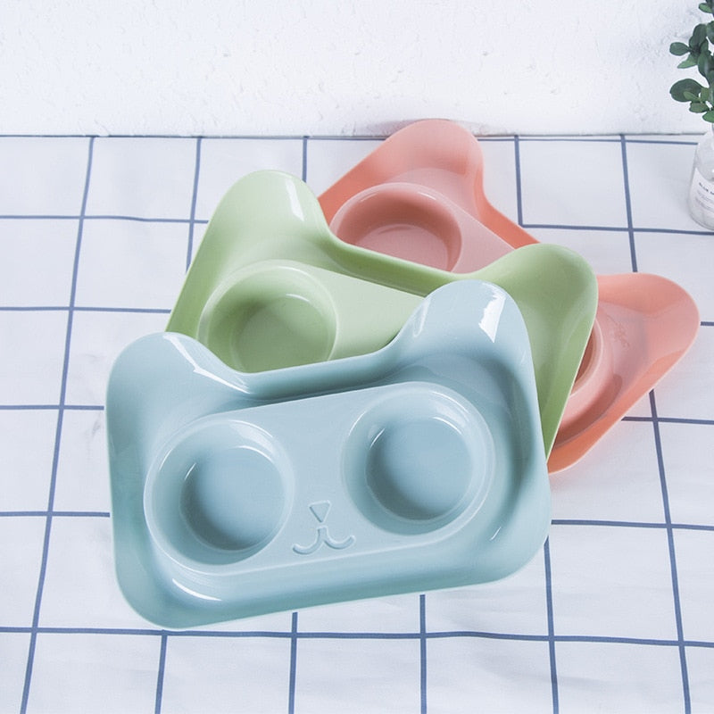 Cute Cat Bowl Pet Bowls Dog Food Double Bowl Pet Cat Water Elevated Feeder