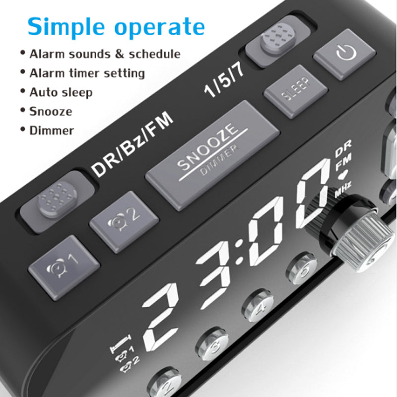 Digital Alarm Clock DAB/FM Radio Backup Dual Alarm Settings Jumbo Screen Display Electronic Desktop Clock with Snooze Function