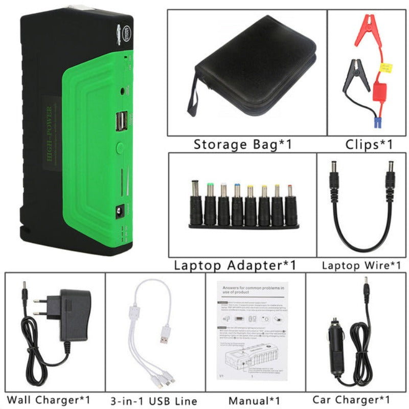  Jump Starter Multifunction Portable Power Bank 12V Car Battery Booster Emergency Starting Device Cables LED Flashlights  Extra 2% Off