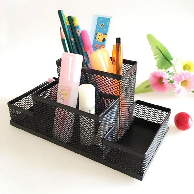 Mesh Cube Metal Stand Combination Holder Desk Desktop Accessories Stationery Organizer Pen Pencil Office Supplies Study Storage